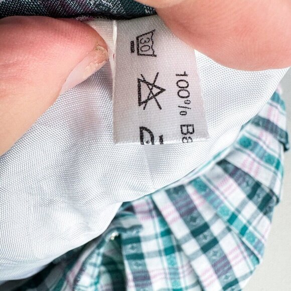 Vintage Check Print Green White Picnic Table Motif Midi Skirt S - Picture 7 of 9